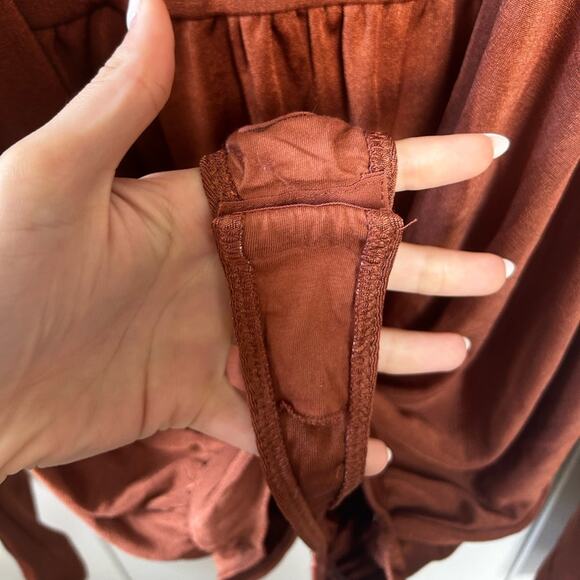 Free People Turnt Thong Bodysuit in Mesa Brown Size Medium Gently Used Boho Fall - Picture 5 of 5